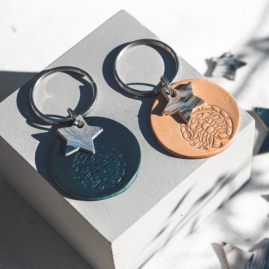 Scorpio Zodiac Leather Keyring