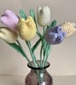 Crochet tulip bouquet, handmade pastel tulips, forever flowers, gift for her - Image 1