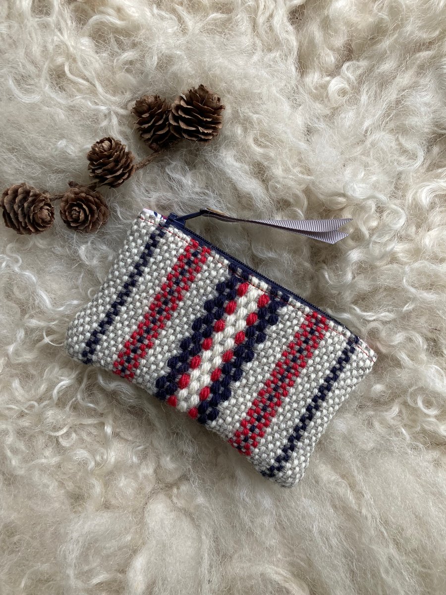 Woolly Wallet - Rosy Red. Handwoven in Wales
