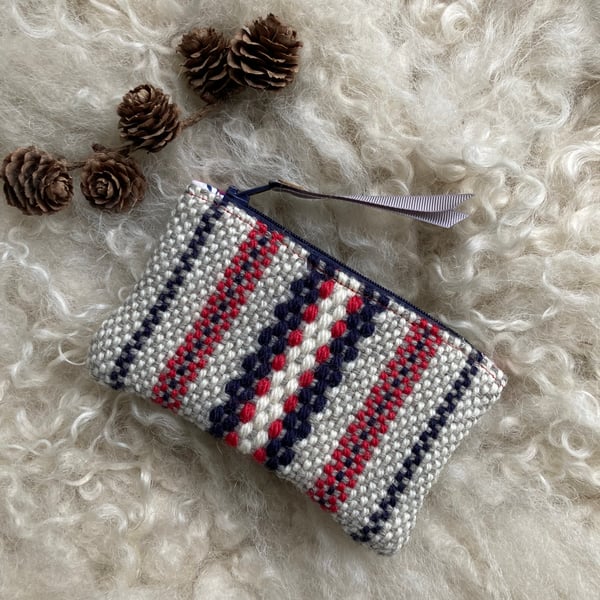 Woolly Wallet - Rosy Red. Handwoven in Wales