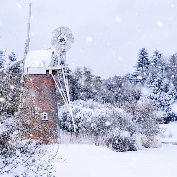 Windmill Norfolk Broads Winter Norfolk Christmas Greeting Card A5