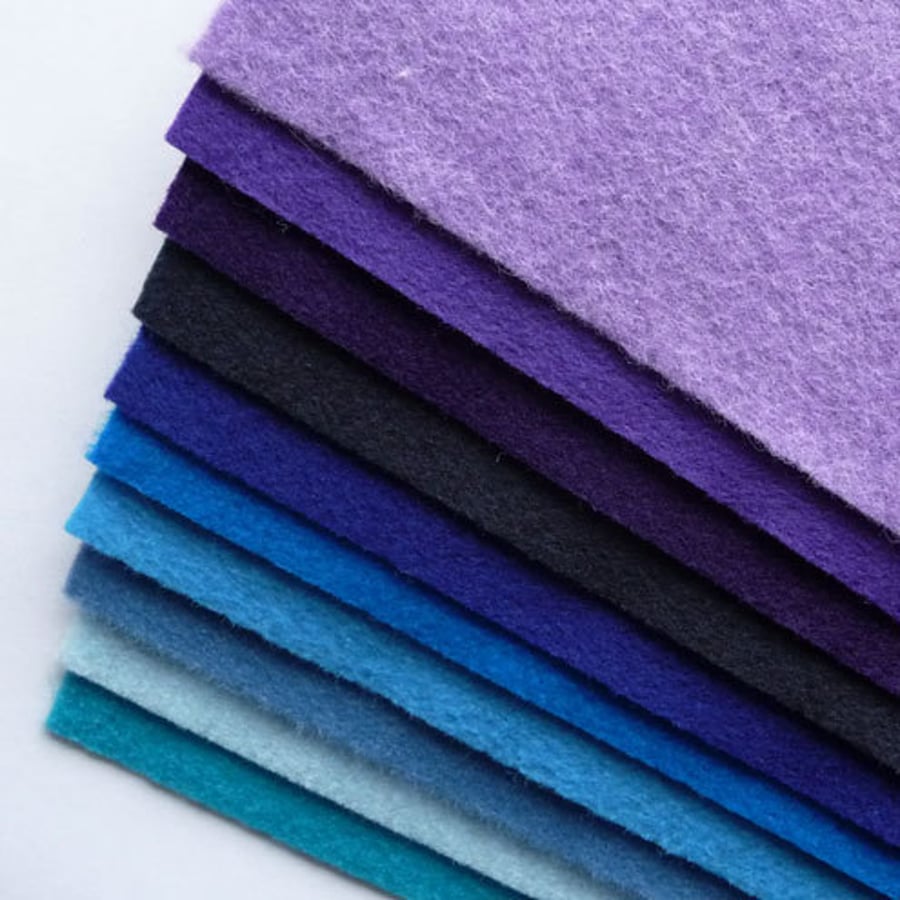 Felt - 'Blues & Purples' Recycled Felt Sheets