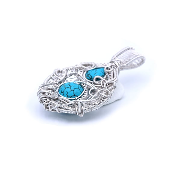 Turquoise dual beaded pendant