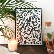 Blue Wildflower Camellia Ink Print A3