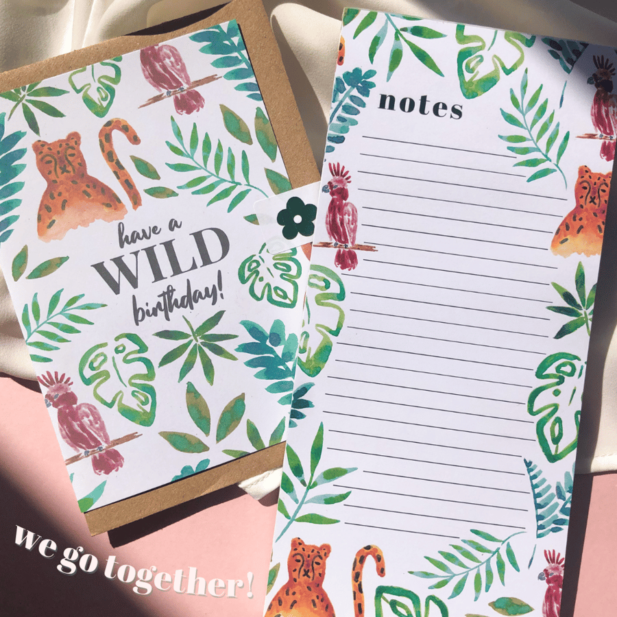Wild Birthday Stationery Gift Set: Card & Notepad Beautiful Bundles