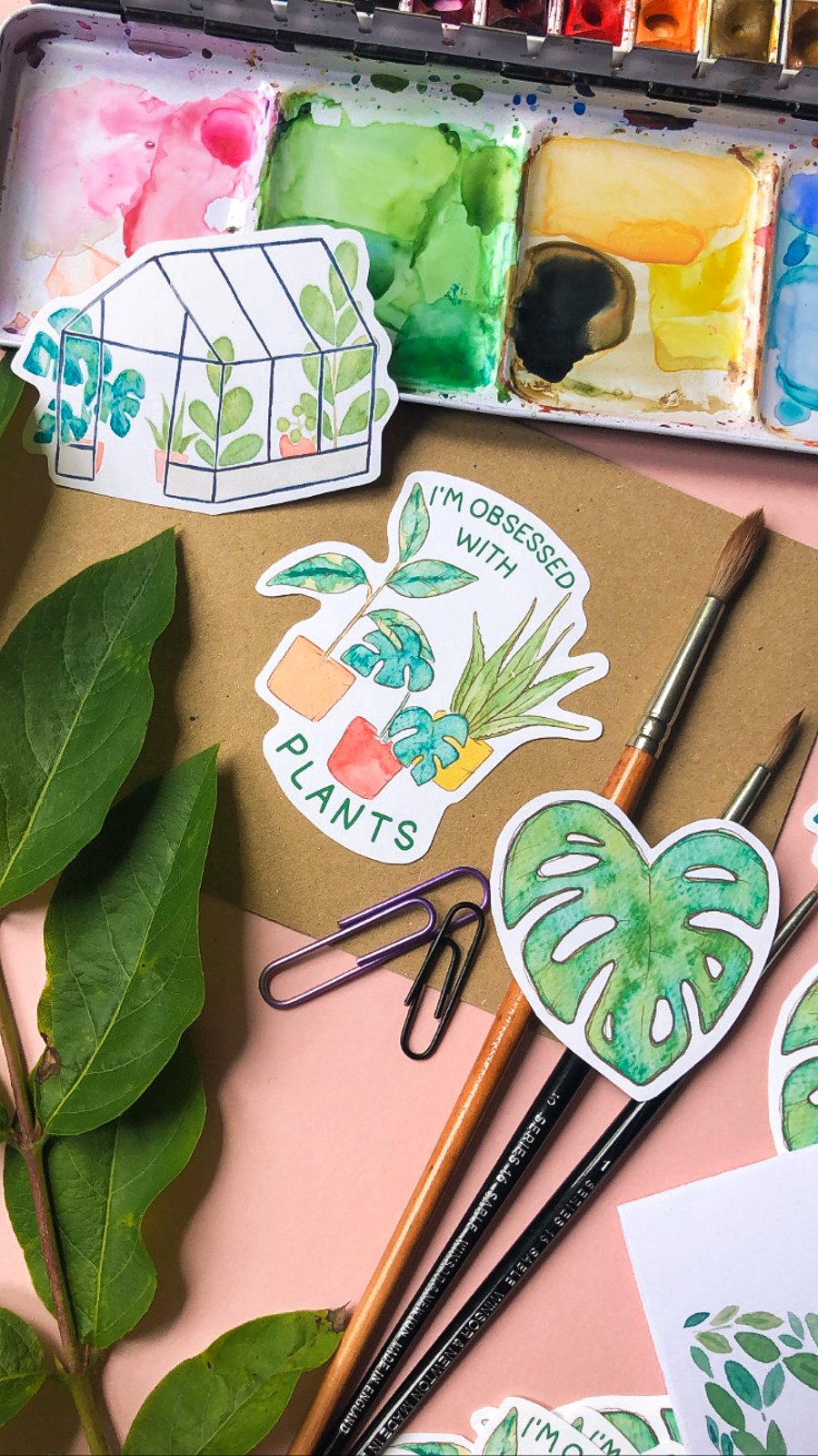 Plant Lover Sticker Set Multipack: Monstera, Plant Obsessed, Greenhouse Stickers