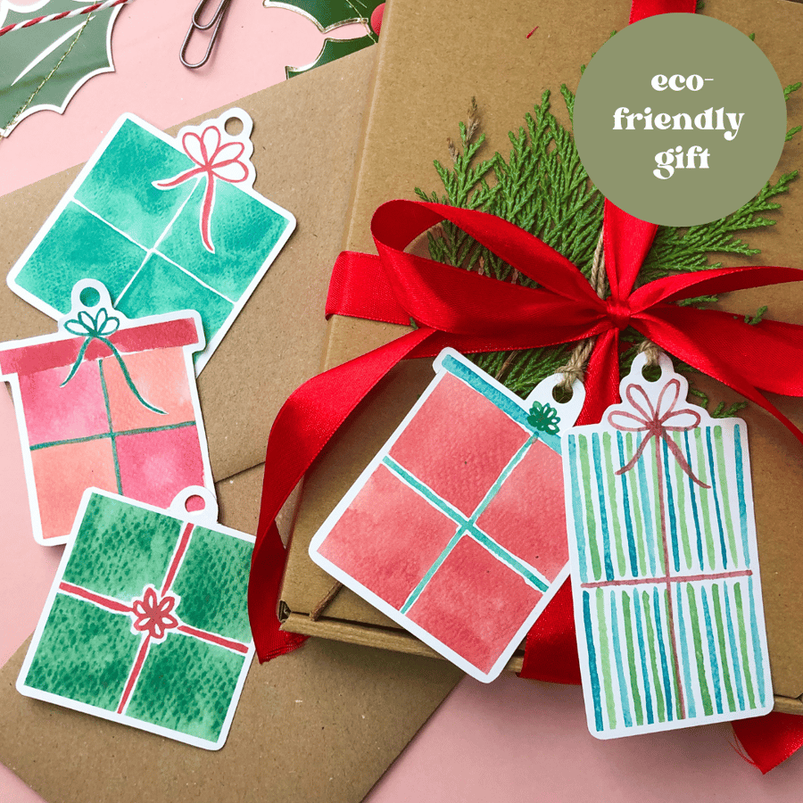 Christmas Present Gift Tags Retro Xmas Pack of 5 Tags Christmas Present Labels