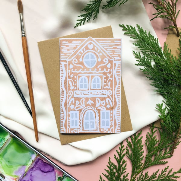 Gingerbread House A6 Christmas Card