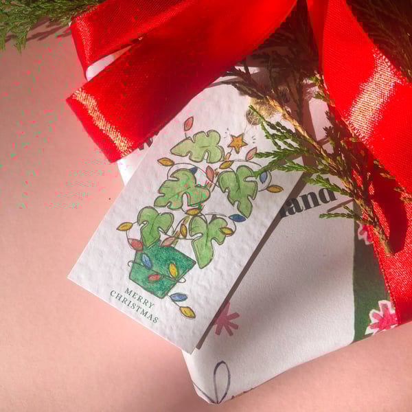 Monstera Christmas Gift Tags Pack of 4, Pack of 8 Recycled Christmas Lights 