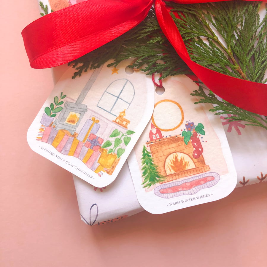 Cosy Christmas Gift Tags Pack of 4: Winter Wishes Pack of 8 Recycled Tags