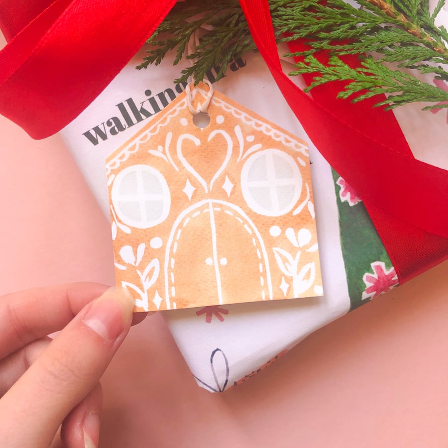 Gingerbread House Christmas Gift Tags Pack of 5, Pack of 10