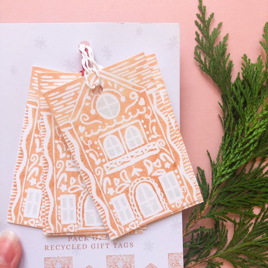 Gingerbread House Christmas Gift Tags Pack of 5, Pack of 10