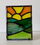 Leaded stained glass landscape panel