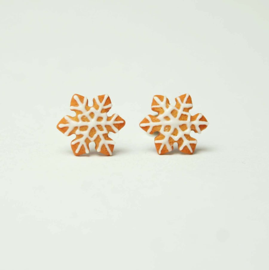 Christmas Biscuit Snowflake stud earrings