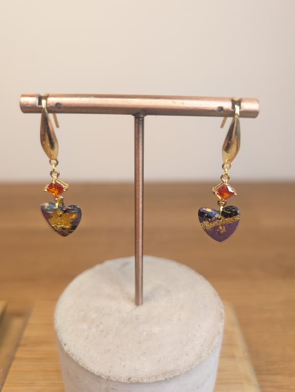 Summer bloom scrap heart dangle orange 