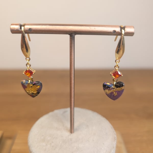 Summer bloom scrap heart dangle orange 