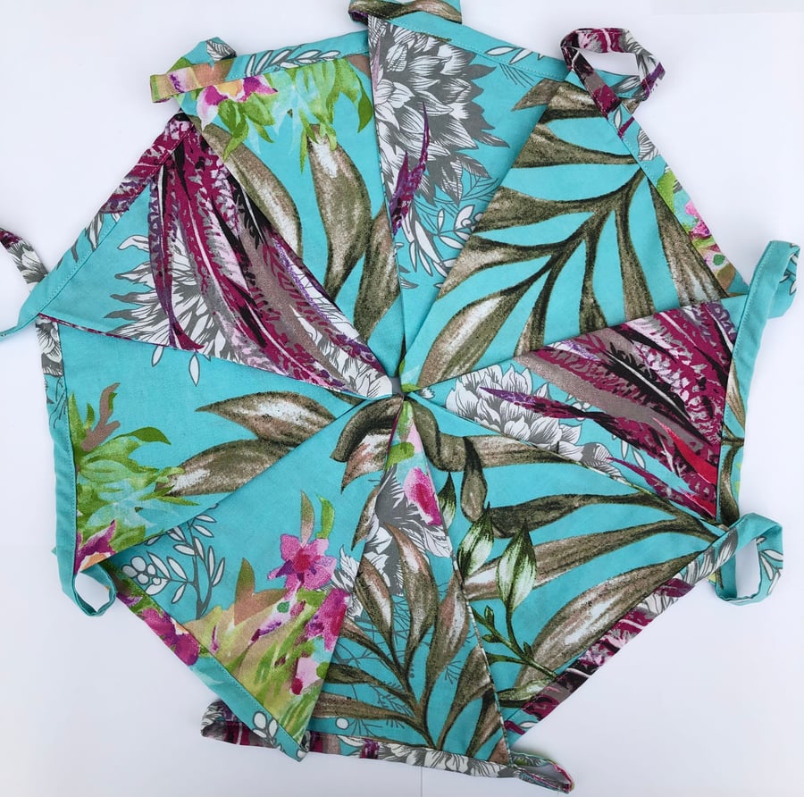 Floral and feather patterned bunting