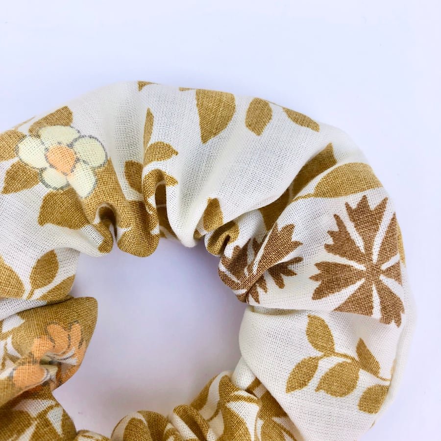 White and Mustard Scrunchie