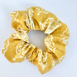 Yellow and White Patterned Scrunchie