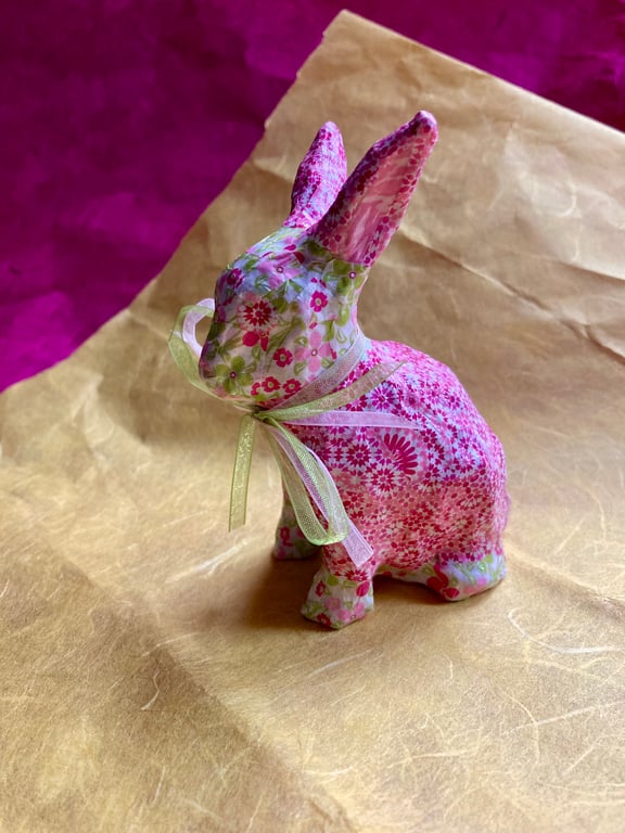 Pink and green decopatch rabbit 