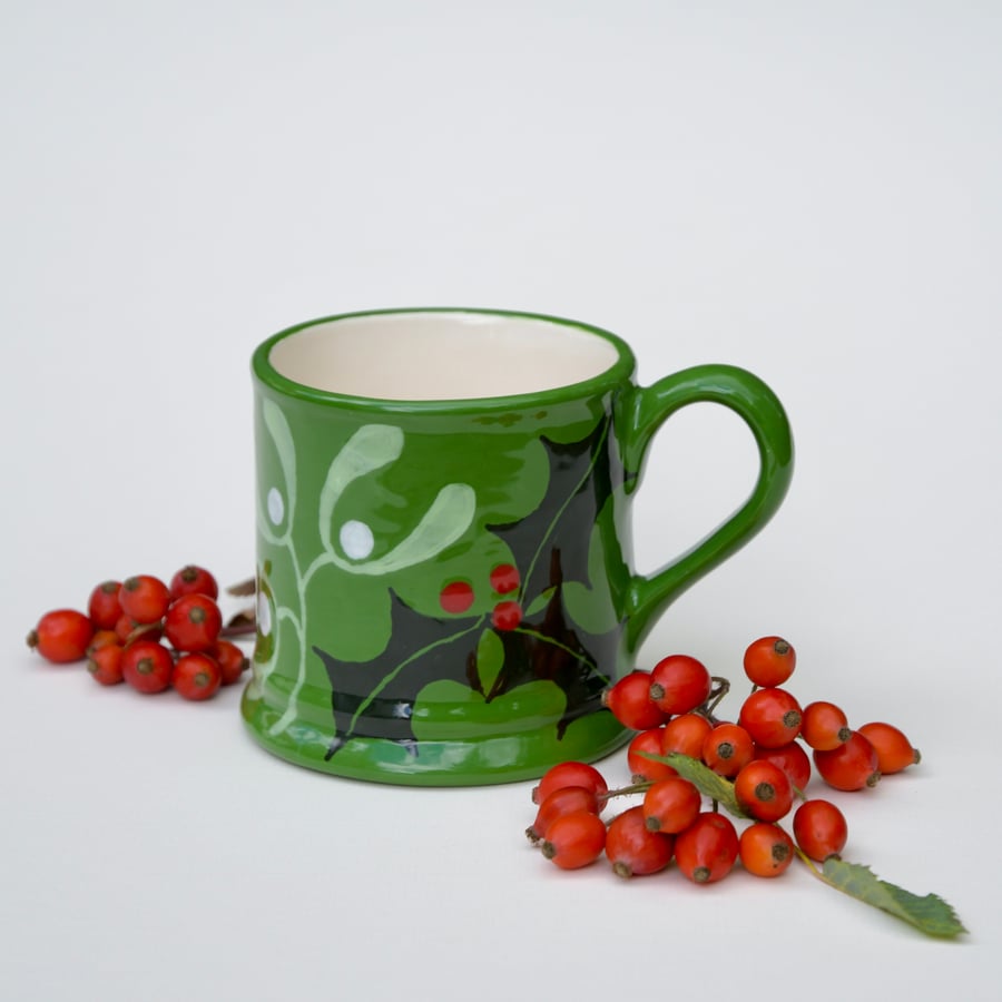Christmas Holly & Mistletoe Country Mug - SALE