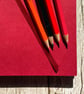 Handmade A5 Journal, 1950s Red and Orange Leaf Design Vintage Barkcloth Fabric - Image 5