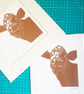 A curious cow lino print unmounted - Image 3