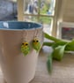 Green budgie earrings with sterling silver ear hooks  - Image 2
