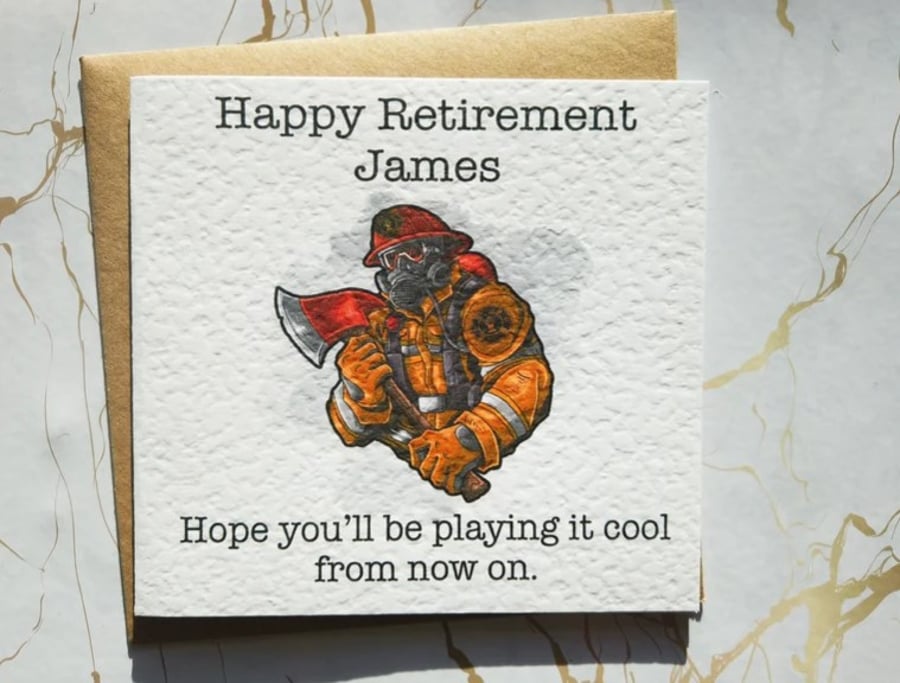 Fire Fighter Retirement Card Personalised , Firefighter Card, Retirement Card