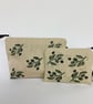 Linen Makeup Bag Mediterranean Olives Print; Hand printed Clutch Bag - Image 1