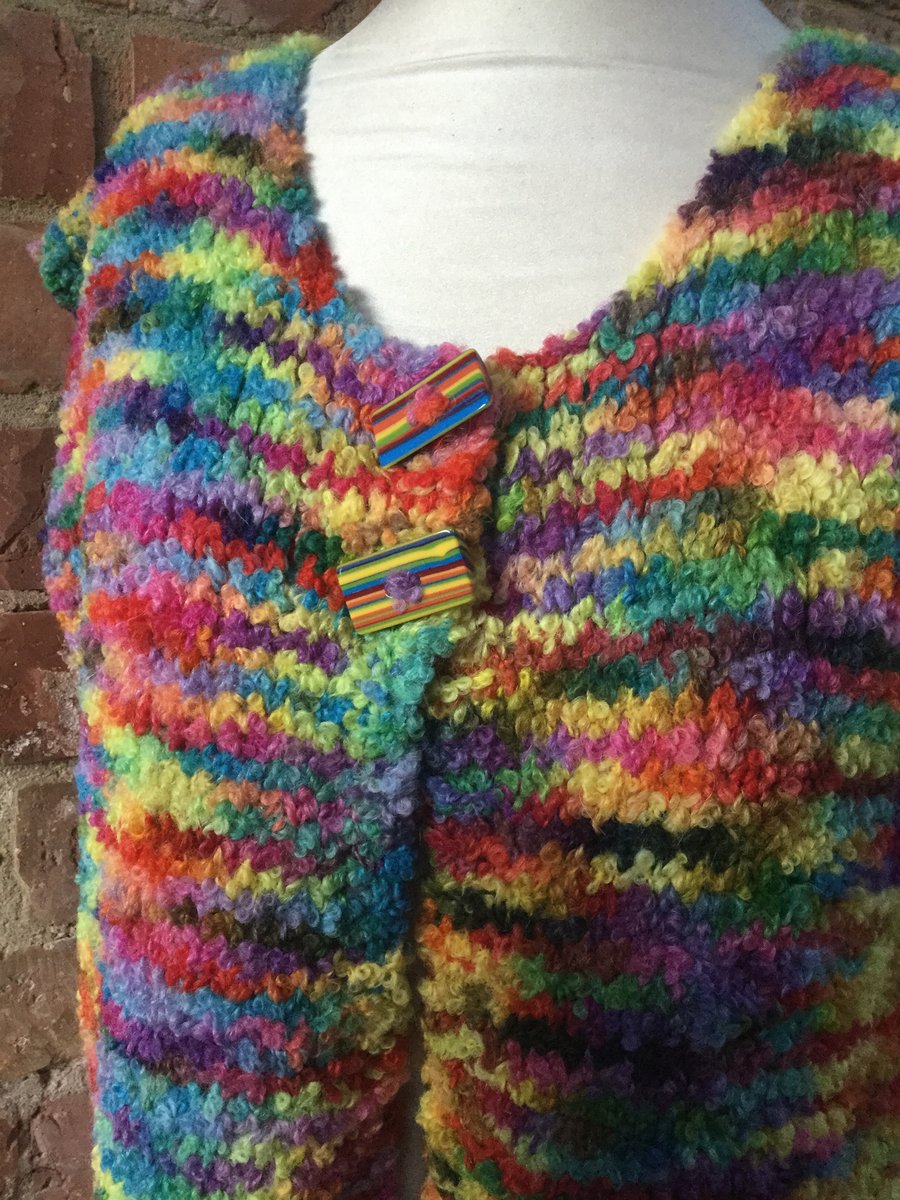 MoBair Casma Alpaca Boucle Hand Dyed Hand Knitted Rainbow Waistcoat