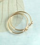 Gold Hoops 14 ct 16 mm Gold Fill Sleeper Earrings Slim Golden  Eye Hook Closure - Image 4