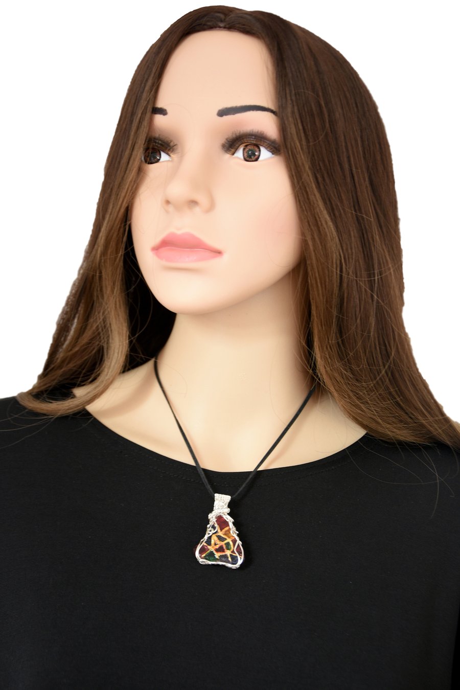 Gaudi inspired pendants; multi coloured sea glass pendant