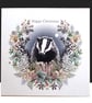A Luxury Christmas Badger Garland  Handmade Christmas Card - unique design - Image 1