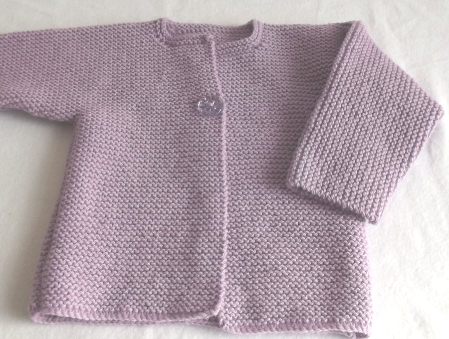 Babies Handknitted Jacket Cardigan, Lilac, 6 to 12 monthes, hm108