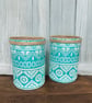 Boho Aztec Teal Handmade Recycled Eco-Friendly Indoor Kitchen Herb Gift Set - Image 2