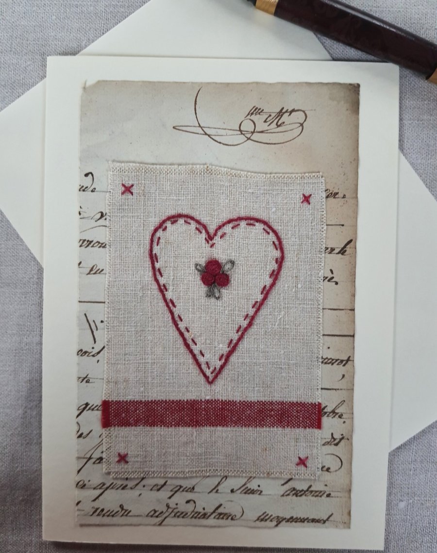 Hand Embroidered Greetings card