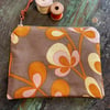 Reclaimed retro floral and corduroy zip pouch