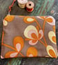 Reclaimed retro floral and corduroy zip pouch