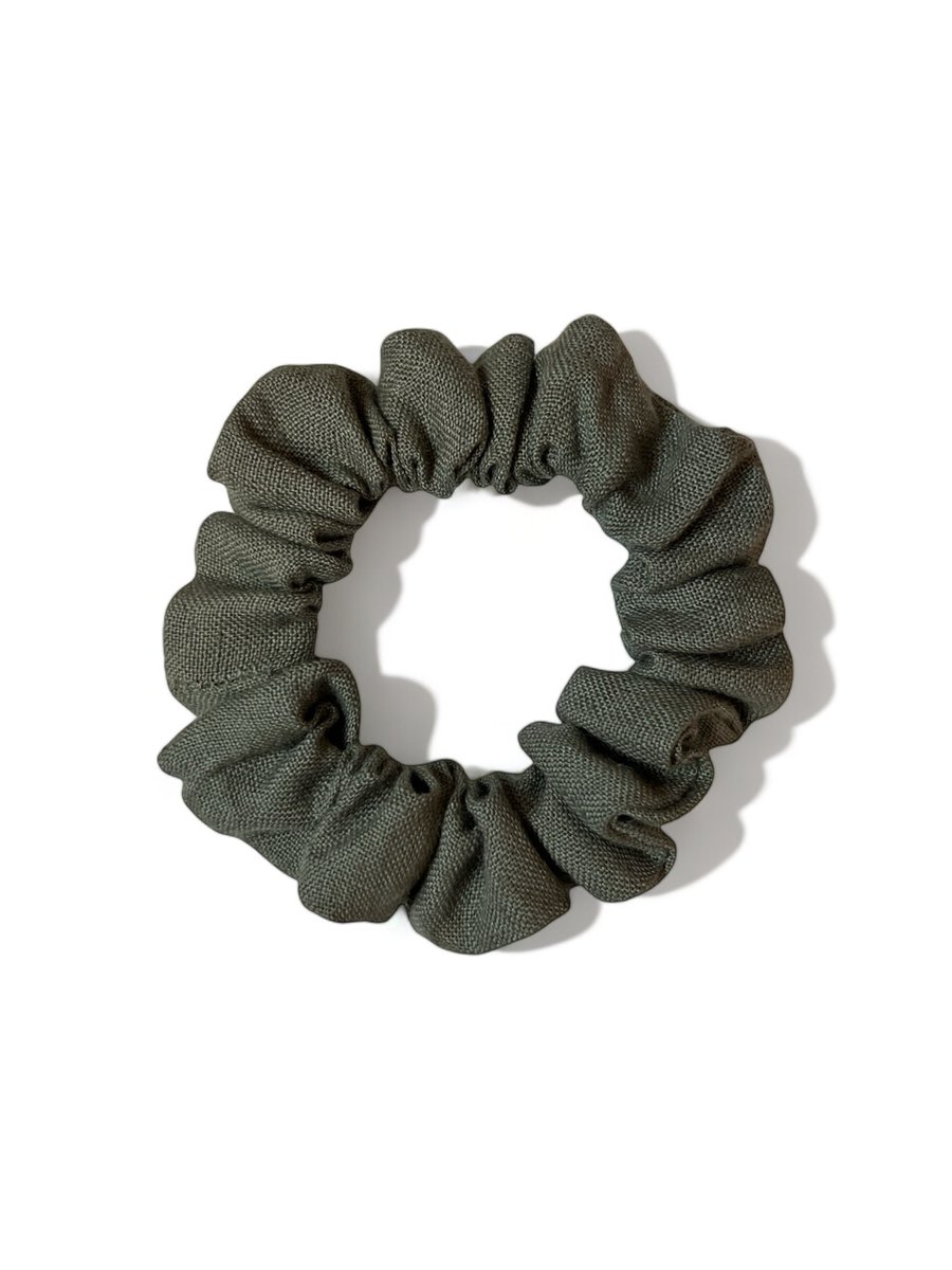 Stone Green 100% Linen Scrunchie - Regular