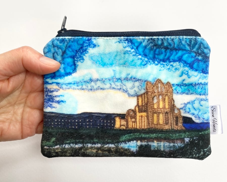 Velvet Whitby Abbey coin purse, card holder, mobile phone bag, makeup bag. 