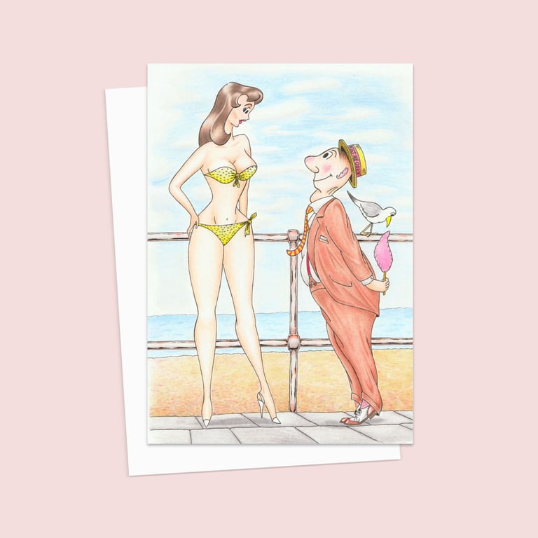 Beach Holiday Greeting Card: Seaside Postcard Humour Illustration (801)