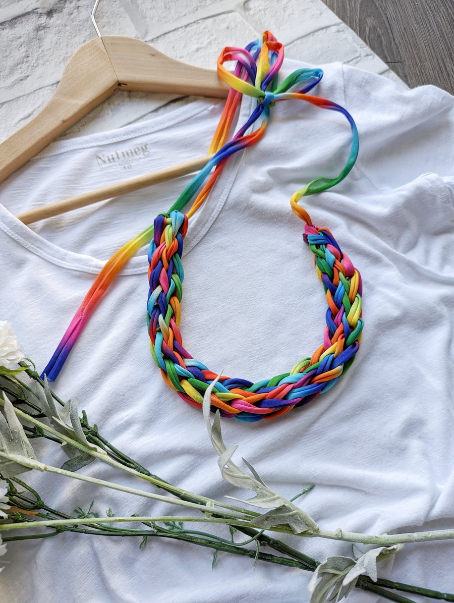 Multicolour Woven Necklace - T Shirt Yarn