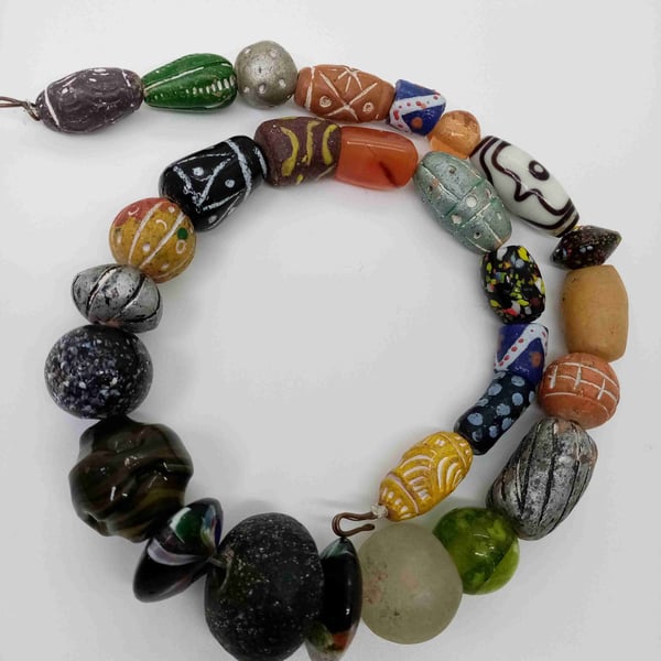 A strand of chunky beads, mostly from Africa, for reuse