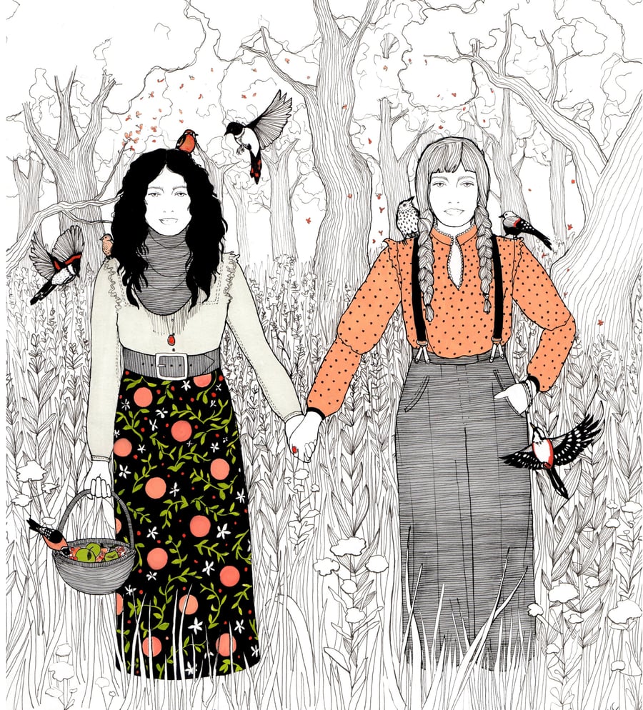 Couple art print, folk art print