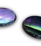 Northern Lights Round Rock Slate Coasters Set Of 2 Aurora Borealis Gift. - Image 1