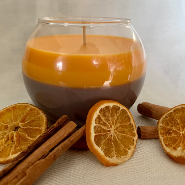 Orange & Cinnamon Scented 100% Organic Soy Wax Bowl Candle