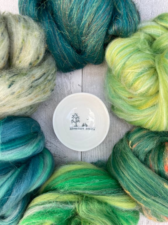Faery fluff spinning felting fibre pack 65g Green forest glade