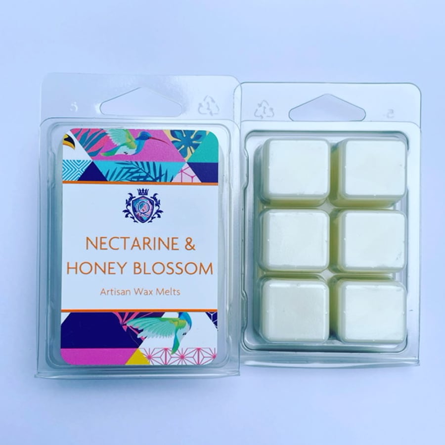 "Nectarine & Honey Blossom" wax melts clamshell Vegan friendly home fragrance