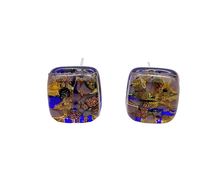 Murano Glass Earrings, Handmade Glass Stud Earrings, 0.8cm or 8mm (MGE5)